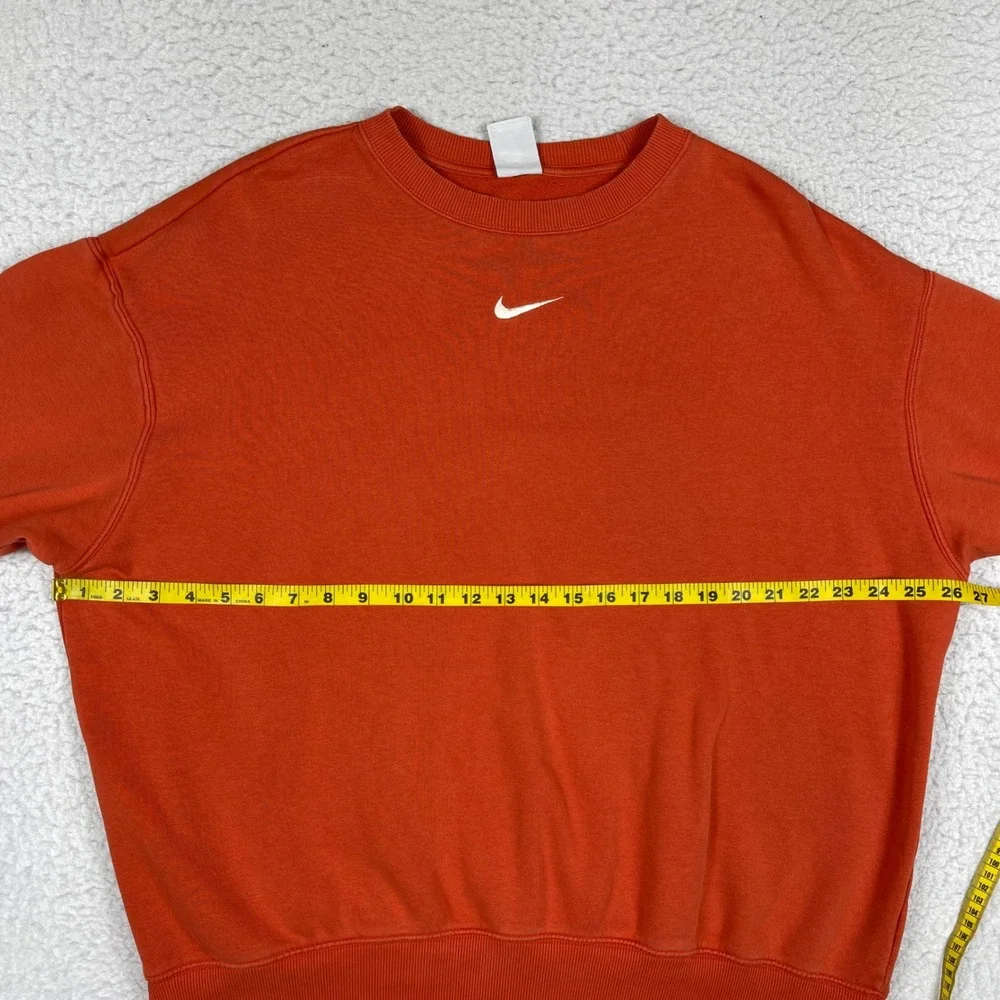 Nike Sweatshirt Womens Large Phoenix Fleece Orange Center Swoosh Crew Relaxed